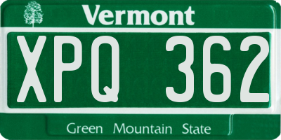 VT license plate XPQ362