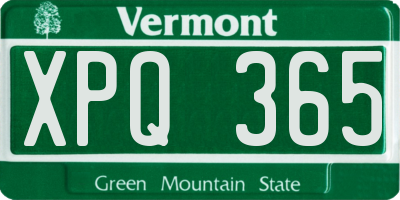 VT license plate XPQ365
