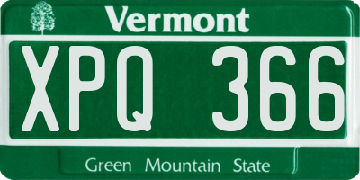 VT license plate XPQ366