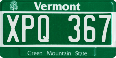VT license plate XPQ367