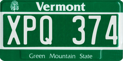VT license plate XPQ374