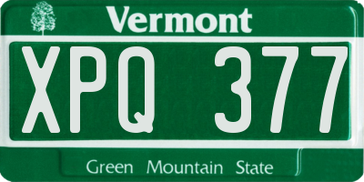 VT license plate XPQ377