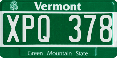 VT license plate XPQ378
