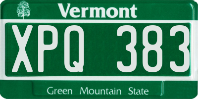 VT license plate XPQ383