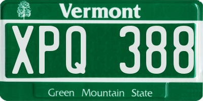 VT license plate XPQ388