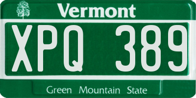 VT license plate XPQ389