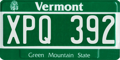 VT license plate XPQ392