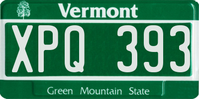 VT license plate XPQ393