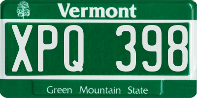VT license plate XPQ398
