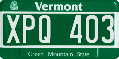 VT license plate XPQ403