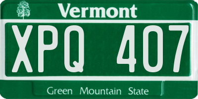 VT license plate XPQ407