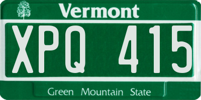 VT license plate XPQ415