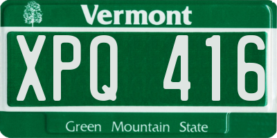 VT license plate XPQ416