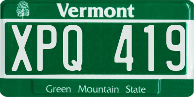 VT license plate XPQ419