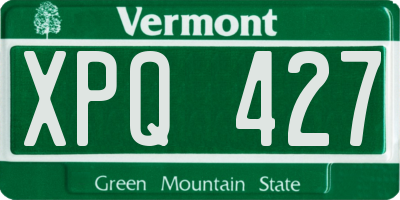 VT license plate XPQ427