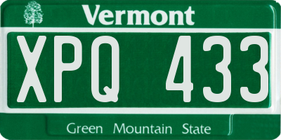 VT license plate XPQ433