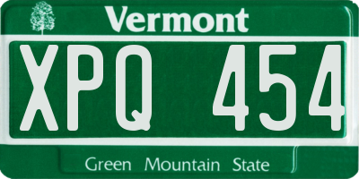 VT license plate XPQ454