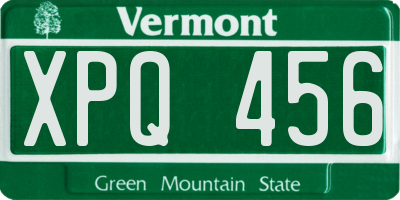 VT license plate XPQ456