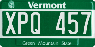 VT license plate XPQ457