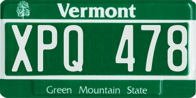 VT license plate XPQ478
