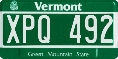 VT license plate XPQ492