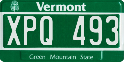 VT license plate XPQ493