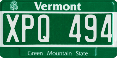VT license plate XPQ494