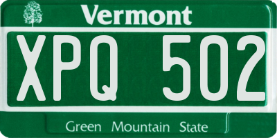 VT license plate XPQ502
