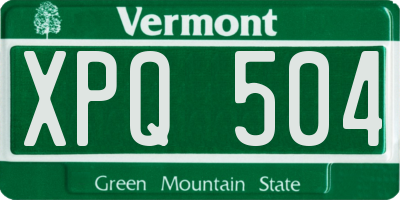 VT license plate XPQ504