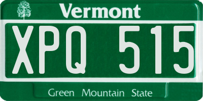 VT license plate XPQ515