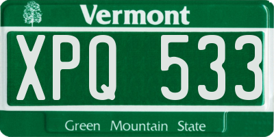 VT license plate XPQ533