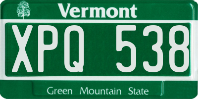 VT license plate XPQ538