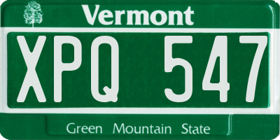 VT license plate XPQ547