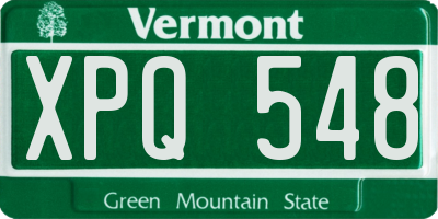 VT license plate XPQ548