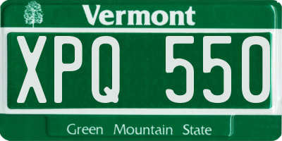 VT license plate XPQ550