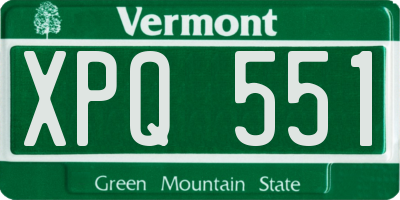 VT license plate XPQ551