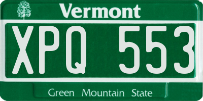 VT license plate XPQ553