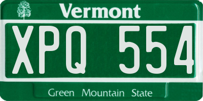 VT license plate XPQ554