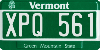 VT license plate XPQ561