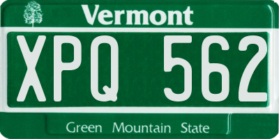 VT license plate XPQ562