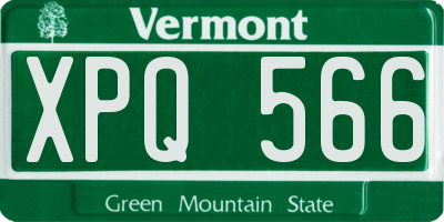 VT license plate XPQ566