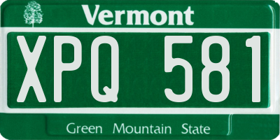 VT license plate XPQ581