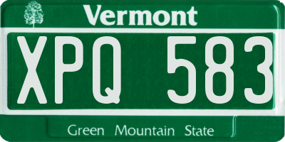 VT license plate XPQ583
