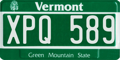 VT license plate XPQ589