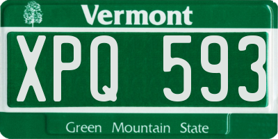 VT license plate XPQ593