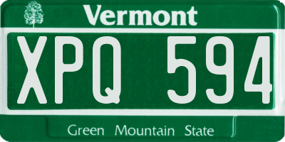 VT license plate XPQ594