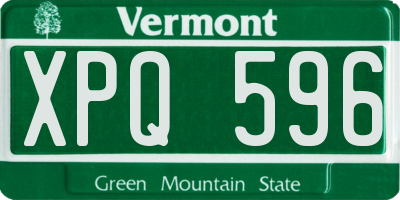 VT license plate XPQ596