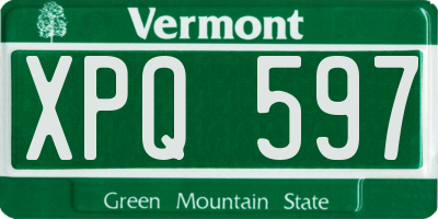 VT license plate XPQ597