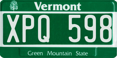 VT license plate XPQ598