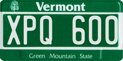 VT license plate XPQ600